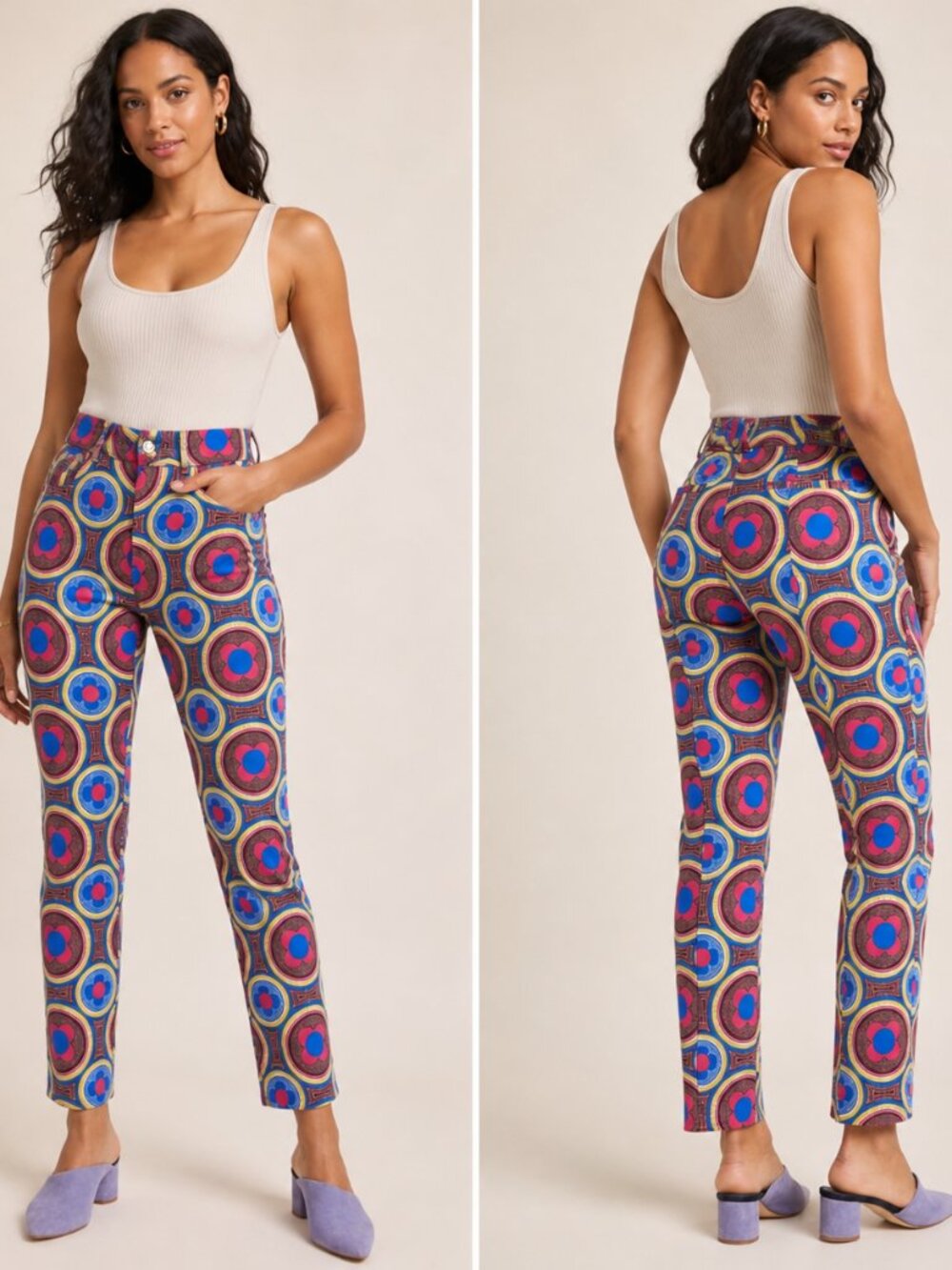 Anthropologie The  Essential Floral Hippie Pattern Slim Fit Trousers Sz 12